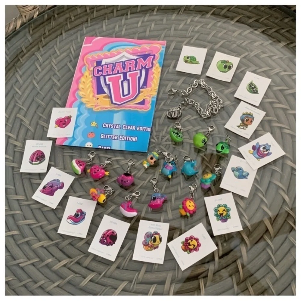2016 Rare Lot 15 CharmU Logo Charms Bracelet Figures Doll Stickers Blind Bag TRU